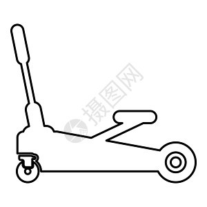 车轮起重千斤顶液压车汽车维修服务等高线图标黑色矢量插图图像薄平面样式图片