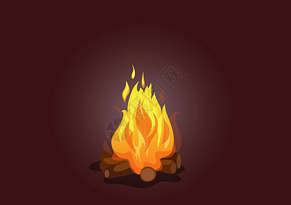 篝火图标 燃烧的篝火矢量 木柴火焰 燃烧壁炉卡通插图图片