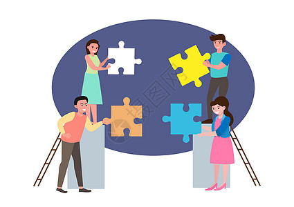 商业团队将拼图拼图的碎片连接在一起 灵感 伙伴关系 团队建设的理想理念是图片