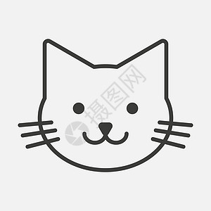 Cat 矢量线图标 Kitty 黑色符号图片