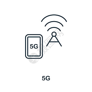 5G 图标 来自技术集合的线元素 用于网页设计 信息图表等的线性 5G 图标标志图片