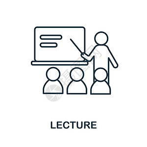 讲座图标 来自大学收藏的线元素 用于网页设计 信息图表等的线性讲座图标标志背景图片