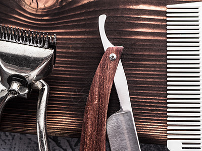 理发师工具 古典剪刀直剃刀 梳子理发店发刷胡须卫生造型奶油剃须职业吹风机发型图片