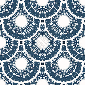 无缝图案 有单数字 背景白蓝色 指纹很好 矢量植物群打印天蓝色创造力螺旋风格艺术装饰品装饰墙纸图片