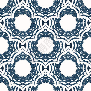 与复古图案的无缝模式 背景为白色和蓝色 适合明信片 面纱插图艺术漩涡创造力墙纸天蓝色装饰风格植物群织物样本图片