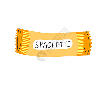 Spaghetti 意大利面的包装 简单平式手绘风格图片