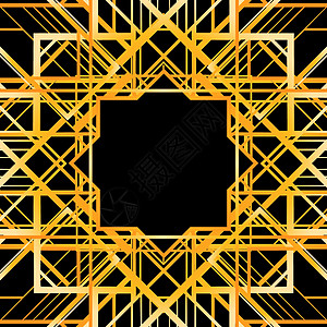 历史背景 1920年代的风格菱形金子框架橙子线条角落坡度网格几何学艺术图片