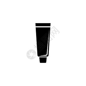 牙膏管 牙膏容器 平面矢量图标说明 白色背景上的简单黑色符号 牙膏管 粘贴容器 Web 和移动 UI 元素的标志设计模板图片