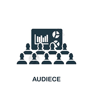 Audiece 图标 用于模板 网络设计和信息图的单色简单图标房间扬声器商业图表演讲班级讨论办公室商务教育图片