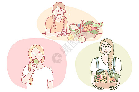 健康食品 清洁饮食 素食概念午餐蔬菜女孩产品健康果汁女士重量橙子减肥图片