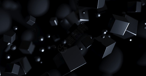 暗空中的多边形物体 抽象的远期黑色背景设计 3D科学金字塔渲染粒子水晶插图技术三角形图片