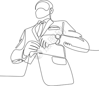 旧商务人士身穿西装 最起码的提纲概念人士成功线条插图男人绘画极简经理领导商业图片