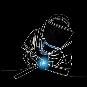 电焊机干线管道电化学保护男性技术安全面具插图工人工具实线绘画涂鸦图片