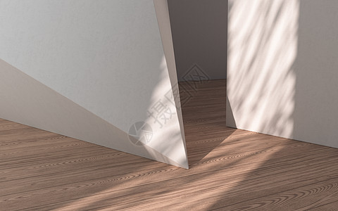 有木地板的空房间 3D翻接展示展览角落房子阳光建筑学公寓建筑创造力阴影图片