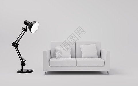 有白色背景的沙发 3D投影公寓房子机械枕头休息室座位房间渲染家具装饰图片