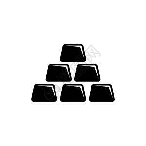 金条金字塔 堆叠贵金属锭 平面矢量图标说明 白色背景上的简单黑色符号 金金字塔 堆栈元宝标志 web 和移动 UI 元素的设计模图片