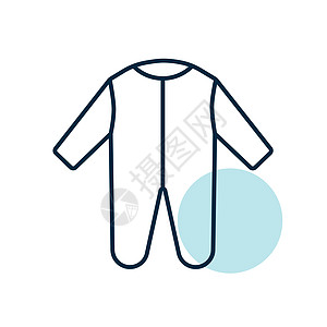 婴儿泳装矢量图标新生孩子们草图儿童棉布连身衣服装套装连体衣裙子图片