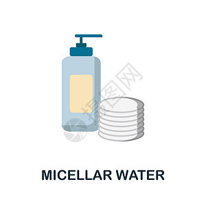 胶束水平面图标 化妆品系列中的彩色元素标志 平面胶束水图标标志 用于网页设计 信息图表等图片