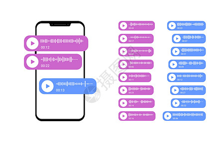 电话对话框语音信息 Bubble 音频聊天 模板 不同的变异图片