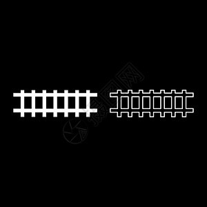 铁路轨道铁路铁路火车轨道设置图标白色矢量插图图像固体填充轮廓轮廓线薄平面样式图片