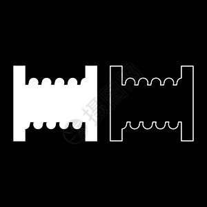 线轴电缆线圈卷线器线设置图标白色矢量插图图像实心填充轮廓轮廓线薄平面样式图片