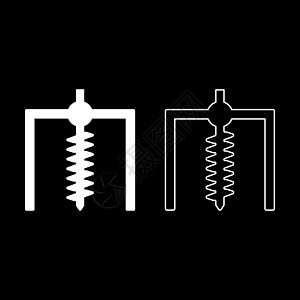 安装钻机符号采矿钻孔挖掘机地球螺旋钻大地测量工作集图标白色矢量插图图像固体填充轮廓轮廓线薄平面样式图片