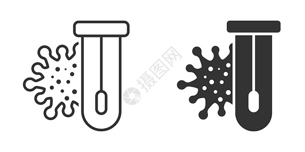 Corona病毒测试图标 以平板风格 孤立背景的可视19矢量插图 医学诊断符号业务概念医疗感染试验恢复期抗体治愈暴发患者抗生素科图片