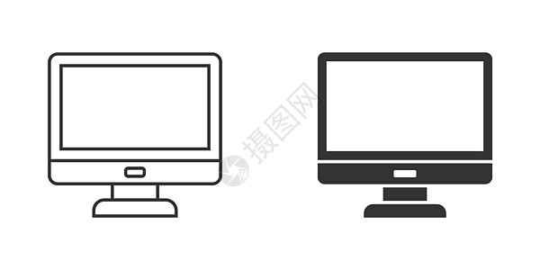 平面样式的个人电脑 桌面 pc 矢量图在孤立的背景上 监控显示标志的经营理念办公室屏幕网站笔记本监视器键盘老鼠网络商业技术图片