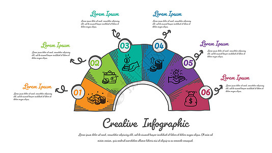 您的商务中包含6种选项 矢量手画 卡通风格 信息设计元素图片