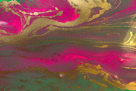 暗流涂料背景 金色和紫色液体墨水粉色海浪艺术艺术品绿色大理石金子图片