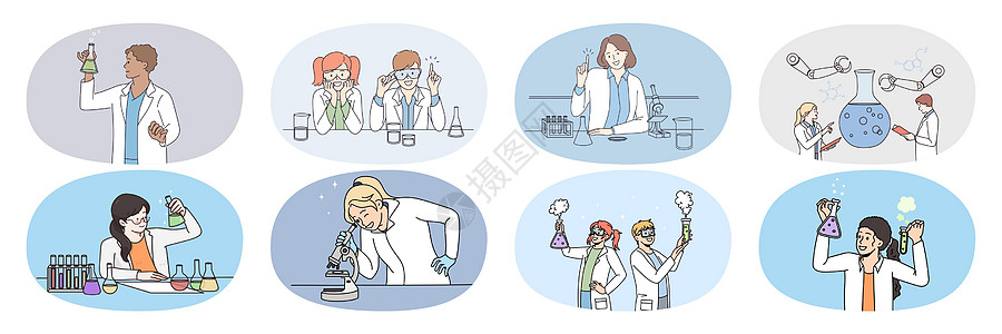 收集研究人员在实验室内与测试管进行的合作情况图片