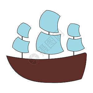 有帆船的船舶 绘制彩色插图图片