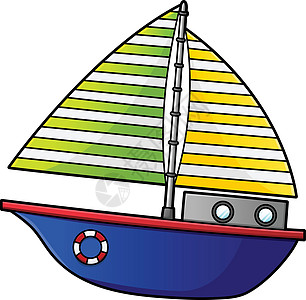 彩色帆船旅行运输卡通片海洋巡航孩子们假期幼儿园艺术海浪图片
