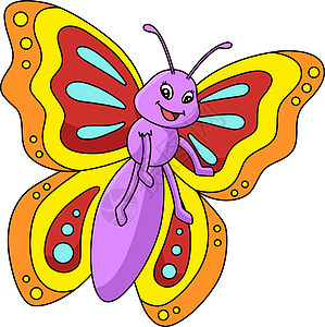 蝴蝶卡通彩色剪贴板说明艺术品涂鸦插图昆虫艺术儿童动物幼儿园手绘翅膀图片