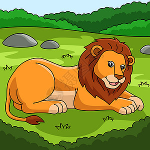 狮子漫画彩色动物说明图片