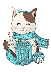 用编织的饰物 缝线球编织猫羊毛外套针织领带猫咪手工业手工艺工艺针织帽宠物毛衣图片