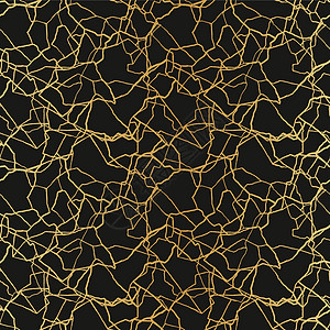 艺术无缝结构 金细线和深奢侈品背景的抽象碎片均匀马赛克裂缝闪光石头打印奢华线条装饰金属划痕图片