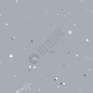 矢量空间与行星 彗星 星座和恒星的无缝模式 夜空手绘制了彩色天文背景涂鸦月亮手绘戒指土星天空天文学纺织品星系插图图片