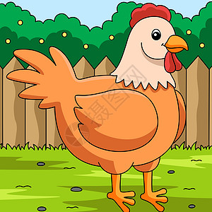 鸡鸡卡通彩色动物说明母鸡孩子家禽涂鸦孩子们乐趣颜色儿童艺术小鸡图片