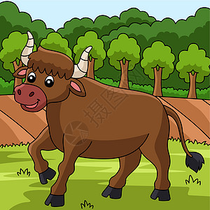 Ox 卡通彩色动物说明图片
