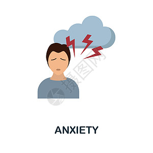 焦虑平面图标 来自心理障碍集合的有色元素符号 平面焦虑图标标志 用于网页设计 信息图表等图片
