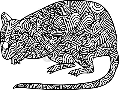 成人拉特曼达拉彩色页面图画书彩页涂鸦黑色绘画动物染色插图填色手绘图片