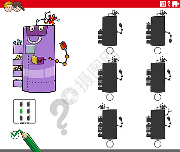 为有卡通机器人字符的孩子玩的阴影游戏图片
