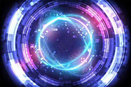 时间机器发光的 HUD 圈 抽象技术背景 速度元件的功率能量 发光的科幻小说 旋转的霓虹灯宇宙 未来的漩涡宇宙踪迹效果 传送门图片