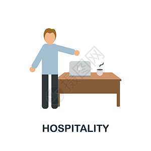 好客平面图标 招聘系列中的彩色元素符号 平面酒店图标标志 用于网页设计 信息图表等图片