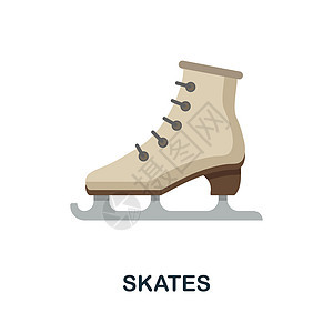 溜冰鞋平面图标 冬季运动系列中的彩色元素符号 平面溜冰鞋图标标志 用于网页设计 信息图表等图片