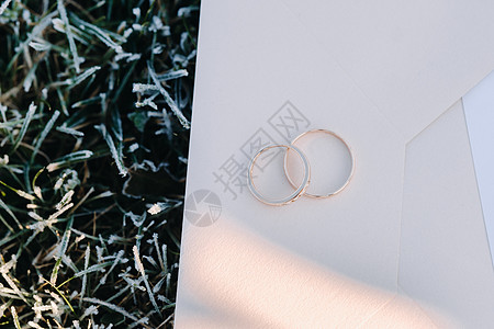 一对金婚戒指 两只结婚戒指金子夫妻传统宝石婚姻仪式奢华礼物配饰庆典图片