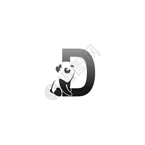 望着字母D图标的熊猫动物图示图片