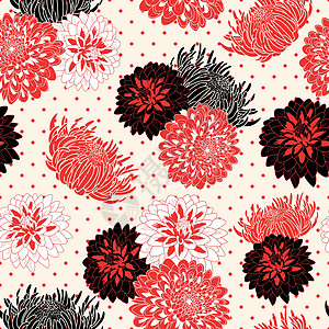 黑红染色菊花的无缝模式图片