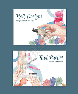 带有指甲沙龙概念 水彩色风格的Facebook模板凝胶水彩美甲师顾客美容师插图剪刀广告女孩治疗图片